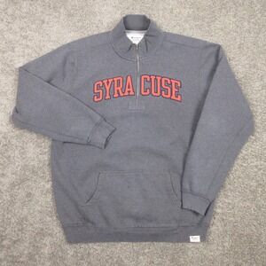 Syracuse Orange Sweater Mens XL Gray 1/4 Zip Pullover Sweatshirt Champion Fleece